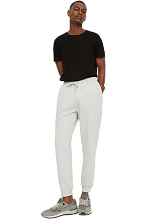 Trendyol Herren Herren Mittlerer Bund Regular Jogginghose Sweatpants, Grau, M EU
