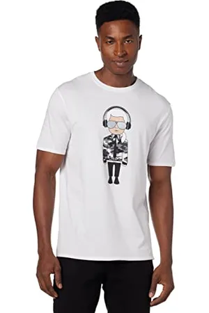 Karl Lagerfeld Herren Reflective, Karl Character with Headphones Short Sleeve Crew Neck Men’s T-Shirt, , XX-Large