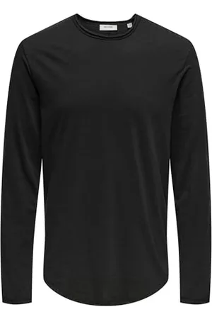 Only & Sons ONLY&SONS Herren Langarmshirt Lang Rundhals Weicher Jersey Lang geschnitten, Farben: , Größe:M