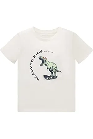 TOM TAILOR Jungen Kinder T-Shirt mit Print 1035081, Weiß, 92-98