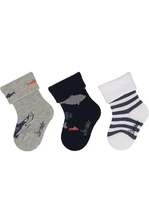 Sterntaler Baby -Socken 3er Pack Hai für Jungen - Babysocken mit Umschlag und Motiven - Socken für Babys im Set leicht, flexibel und strapazierfähig - , 14