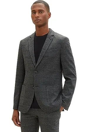 TOM TAILOR Herren Casual Sakko mit Reverskragen, grey black grindle check, 54