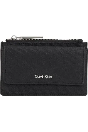 Calvin Klein Damen Kartenetui Must Flap Cardholder Mono mit Reißverschluss, Schwarz (Black Mono), Einheitsgröße