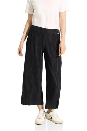 CECIL Damen B377892 3/4 Plissee Hose, Black, XXL / 24L