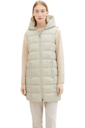 TOM TAILOR Damen Longstyle Lightwight Weste mit Kapuze, , M