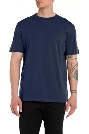 Replay Herren T-Shirt Kurzarm aus Baumwolle, (Blau), XXL
