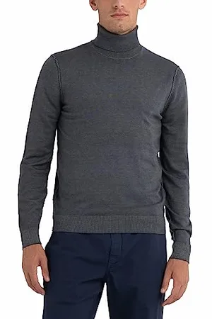 Replay Herren Pullover Rollkragenpullover aus Wolle, (Grau), 3XL
