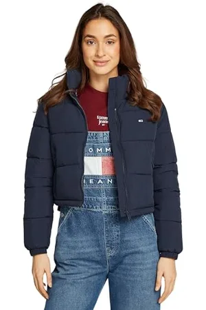 Tommy Hilfiger Damen Pufferjacke Cropped Essential Puffer Kurz, (Dark Night Navy), L