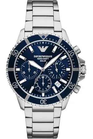 Emporio Armani Watch for Men, Chronograph Movement and 46mm Case Size with Stainless Steel, Leather or Silicone Strap , 43.5MM