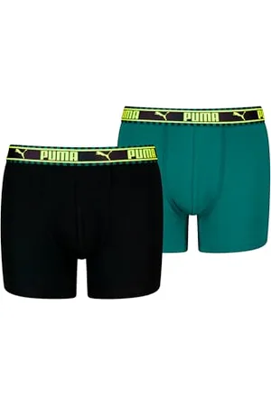 PUMA Children Unisex Boxer Briefs, Black/Green, 134-140 EU