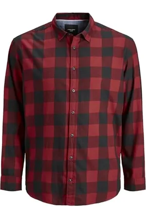 JACK & JONES Herren Jjegingham Twill Shirt L/S Ps Noos Hemd, , 4XL Große Größen EU