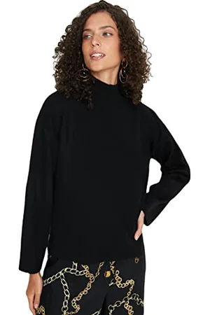 Trendyol Damen Pullover mit hohem Halsausschnitt, einfarbig Sweatshirt, , 42