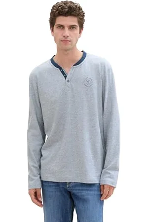 TOM TAILOR Herren 1043376 Longsleeve Serafino mit Struktur, 36184-Nighttime Blue White Grindle, XXL