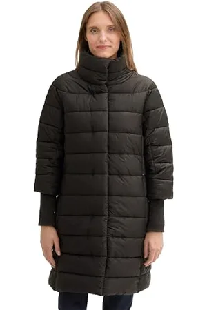 TOM TAILOR Damen 1042913 Lange Steppjacke mit Stehkragen, 14482-Deep Black, L