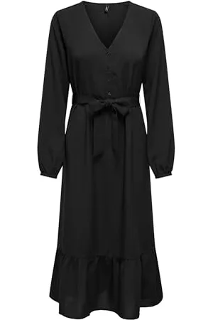 ONLY Damen Onlnova Life Elite Amy Long Dress Solid Kleid, Black, L