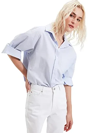 Trendyol Damen Friendship Shirt, Clear Blue, 40 EU