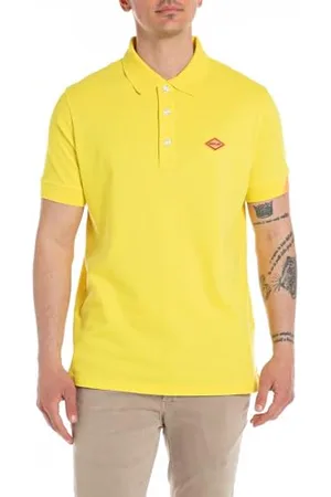 Replay Herren Poloshirt Kurzarm Regular-Fit mit Stretch, (Gelb), L