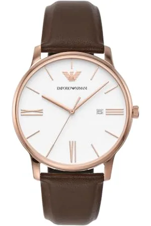 Emporio Armani Herrenuhr quarz/3 Zeiger datum Uhrwerk 42mm Gehäusegröße mit einem pro-planet Lederarmband AR11572
