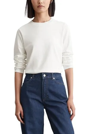Marc O’ Polo Marc OߴPolo Denim Damen Langarmshirt aus Bio-Baumwolle Basic, Weiß , XXL