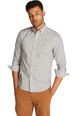 Tommy Hilfiger Herren Hemd Flex Poplin aus Baumwolle, Mehrfarbig (Ivory Petal / Night Sky Prt), XL