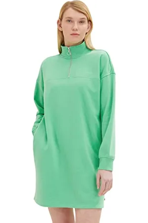 TOM TAILOR Damen 1035444 Sweatkleid mit Stehkragen, 11052-Strong Green, M