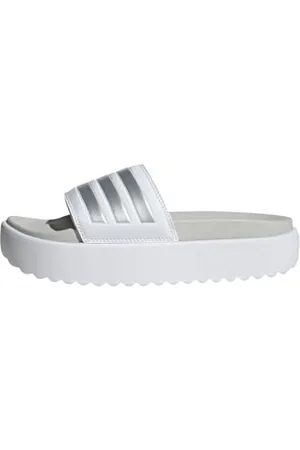adidas Damen Adilette Platform Slides RUTSCHEN, Cloud White/Zero Metalic/Grey One, 39 EU
