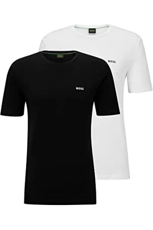 HUGO BOSS BOSS Herren T-Shirt 2-Pack Zweier-Pack T-Shirts aus Stretch-Baumwolle mit Logo Schwarz S