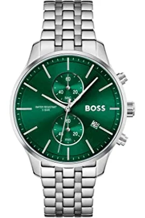 HUGO BOSS Chronograph Quarz Uhr für Herren Kollektion Associate mit Silbernes Edelstahlarmband - 1513975