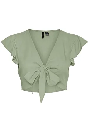 VERO MODA Damen Vmmymilo Sl Crop Tie WVN Ga Top, , M EU