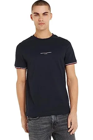 Tommy Hilfiger Herren T-Shirt Kurzarm Logo Tipped Rundhalsausschnitt, Blau (Desert Sky), 3XL