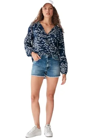 LTB Damen Jeansshorts Carola - Hotpants mit Reißverschluss und mittlerer Taille hergestellt aus Einer Baumwollmischung - Größe L in der Farbe Blau