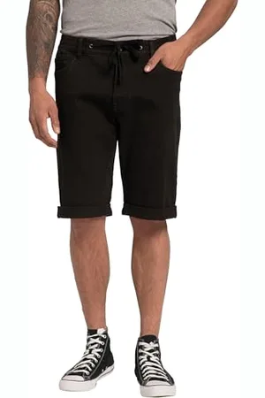 JP 1880 Herren Jeans-Bermuda, bequem geschnitten, Elastikbund, 5-Pocket, bis Gr. 70 Hose, Black, 42 Größen