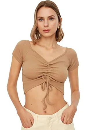 Trendyol Damen Gezauste Gestrickte Bluse Blouse, , L EU