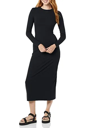 Amazon Damen Weitgeripptes Langarm-Kleid mit offenem Rücken (Früher Daily Ritual), , XL