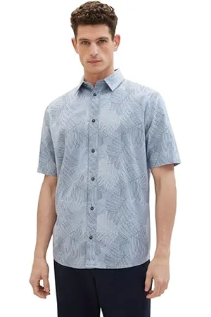 TOM TAILOR Herren Comfort Fit Chambray Hemd mit Muster, , XL