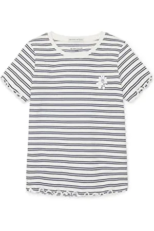 TOM TAILOR Mädchen Kinder T-Shirt mit Muster 1035165, Weiß, 116-122