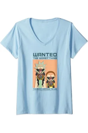 Rick and Morty Wanted T-Shirt mit V-Ausschnitt