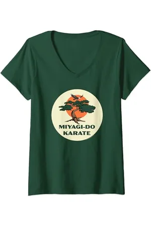 Cobra Kai Damen Miyagi-Do Karate Eagle Fang Bonsai Tree Dojo Logo T-Shirt mit V-Ausschnitt
