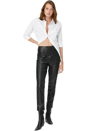 Koton Women Skinny Leg Faux Leather Trousers