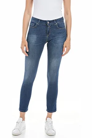 Replay Damen Jeans Faaby Flare-Fit Schlaghose mit Power Stretch, (Blau), 27W / 28L