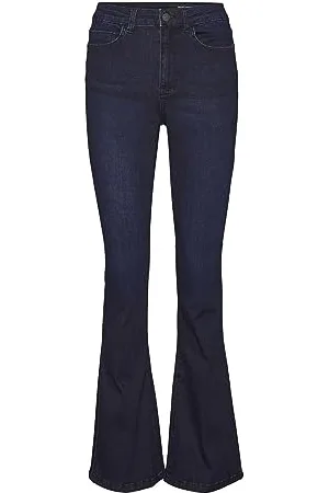 Noisy May Damen Flared Schlag Jeans | High Waist Denim Stretch Hose | Wide Vintage Pants NMSALLIE, Farben: , Größe:29W / 32L