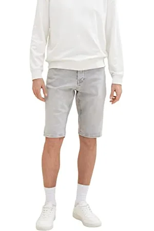 TOM TAILOR Herren 1036296 Jeans Bermuda Shorts mit Stretch, 10217-Used Bleached Grey Denim, 28