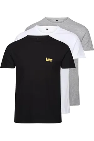 Lee Herren Mens Cotton T Shirt Standard Fit T-Shirt, Black/Grey Marl/White