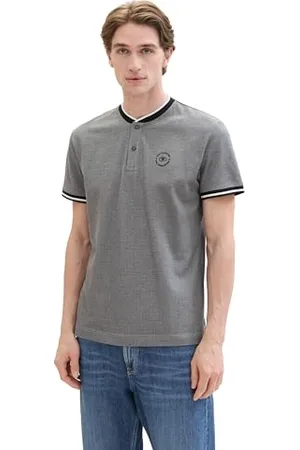 TOM TAILOR Herren Basic Piqué Poloshirt mit Stehkragen, black two tone pique, XXXL