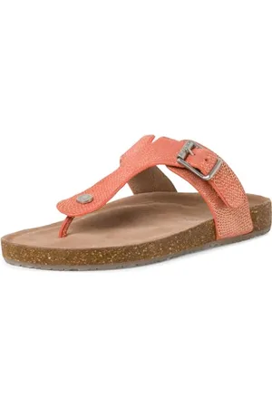 QS by s.Oliver Damen Zehentrenner aus Leder mit Schnalle, Rot , 36 EU