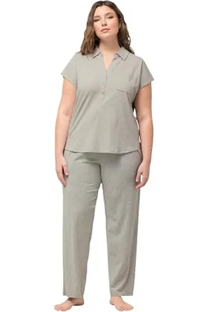 Ulla Popken Damen Pyjama, Shirtcollar Pyjamaset, , 42-44