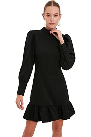 Trendyol Damen Mink Steep Collar Wickelkleid Casual Dress Nacht, , 36