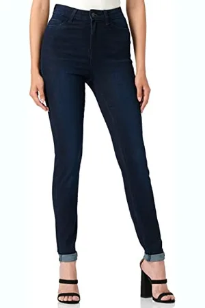 Noisy May Damen Skinny Fit Jeans | High Waist Denim Stretch Hose | Raw Vintage Design Pants NMCALLIE, Farben: , Größe:28W / 30L