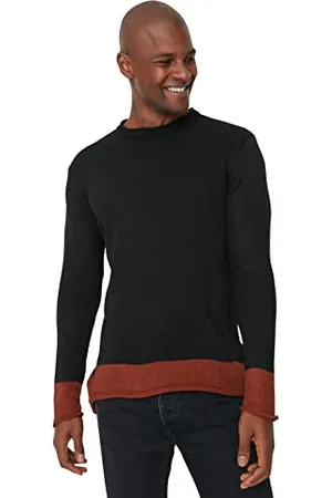 Trendyol Herren Normaler Pullover mit Rundhalsausschnitt und Colorblock Sweatshirt, , Large