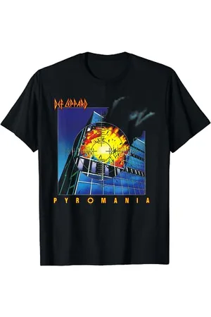 Def Leppard Herren Pyromania Klassisches T-Shirt S Crew-Neck Kurzarm Klassische Passform Pull-On Standardlänge 100% Baumwolle Imported